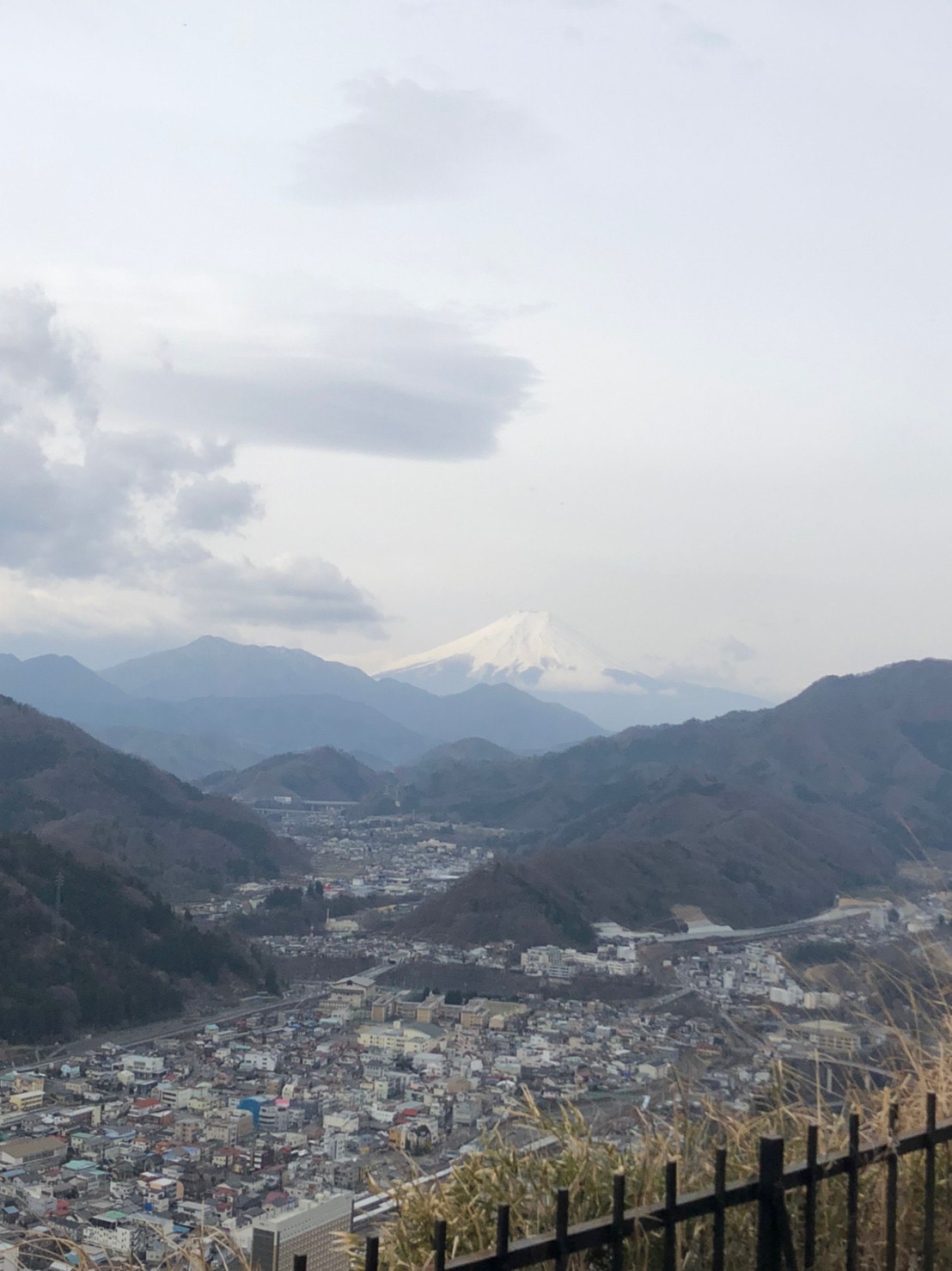 岩殿山の山頂から見える富士山