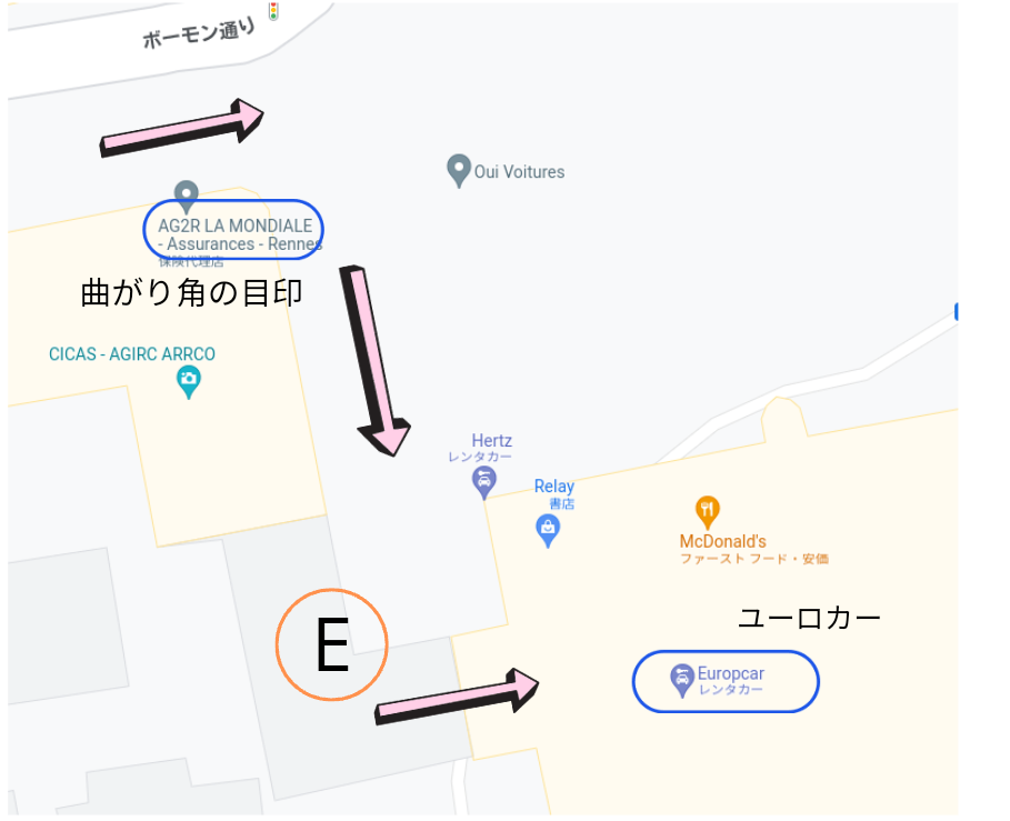 レンヌ駅の地図